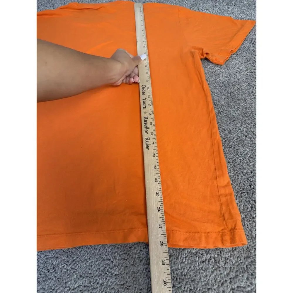 True Religion Shirt Mens 2XL Orange Buddha Guitar Logo Graphic Tagless Cotton
